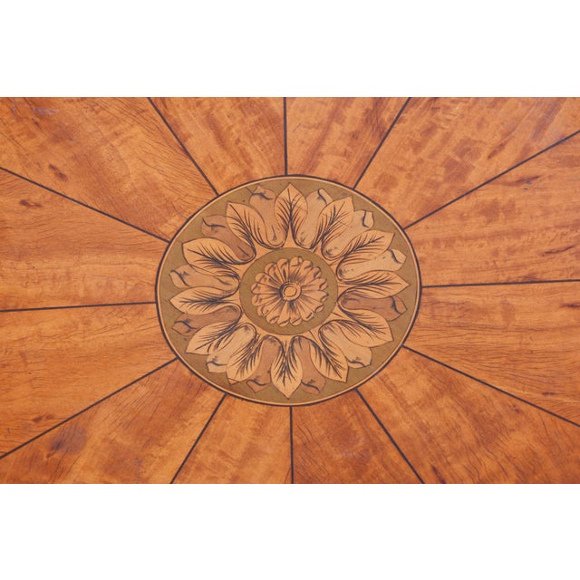 Biedermeier Round Table in Cherrywood with Detailed Marquetry, France, 1850s For Sale - Image 9 of 11