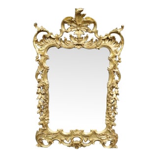Italian Rococo Revival Hand-Carved Giltwood Wall Mirror For Sale