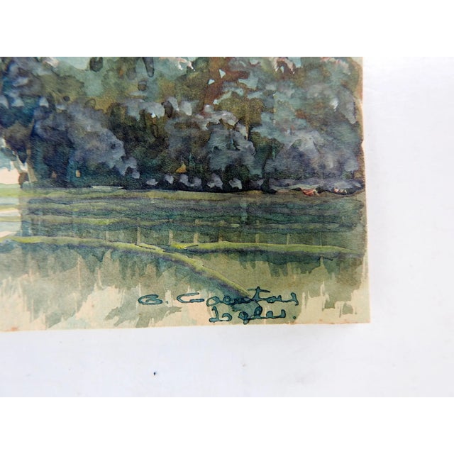 Paint Vintage Indonesian Watercolor Landscape Paintings - a Pair For Sale - Image 7 of 10