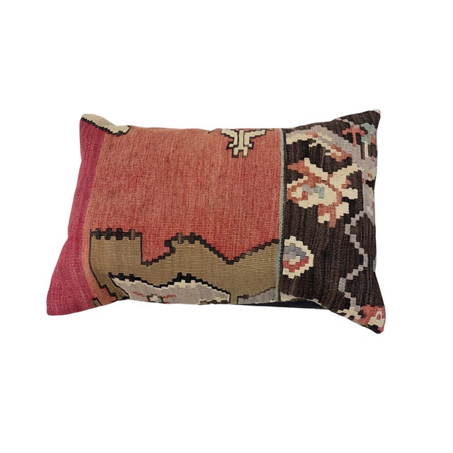 Tribal Superb Custom Made Old Turkish Tribal Kilim Pillow Cover 16" by 24" For Sale - Image 3 of 4