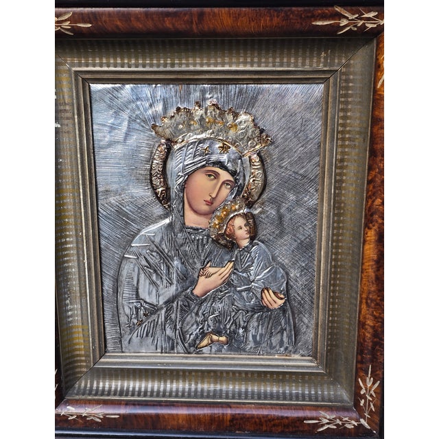 Late 19th Century Madonna and Child Religious Icon For Sale - Image 4 of 8