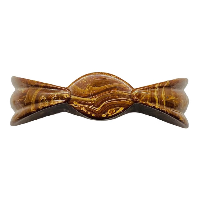 1930s 1940s Brown Marbled Cabinet Drawer/Furniture Pull For Sale - Image 5 of 5