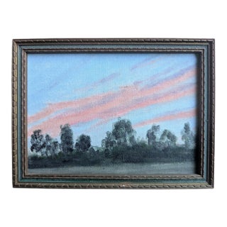 Original Sunset Cotton Candy Skies Landscape Painting Framed For Sale