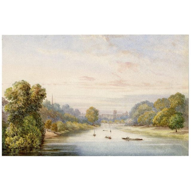 Unknown, Looking to Kensington Palace from the Bridge over the Serpentine, London, Watercolour For Sale - Image 4 of 7