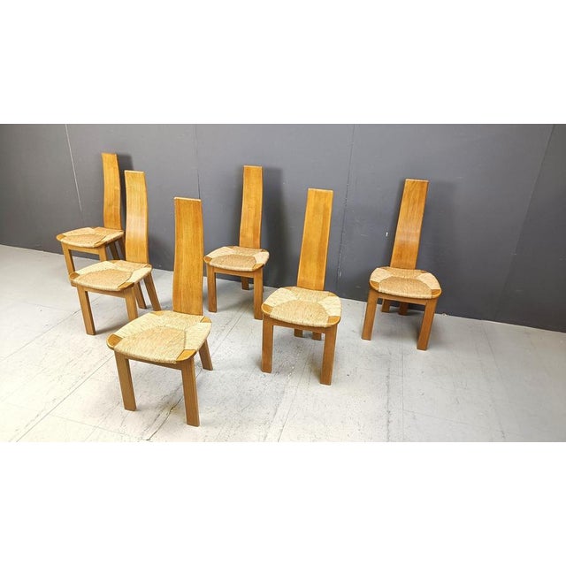 Vintage Wicker High-Back Dining Chairs, 1960s, Set of 5 For Sale - Image 6 of 10