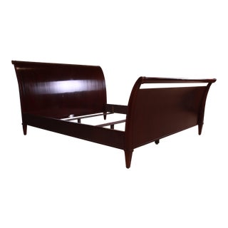 Barbara Barry for Baker Furniture Modern Dark Mahogany King Size Sleigh Bed For Sale