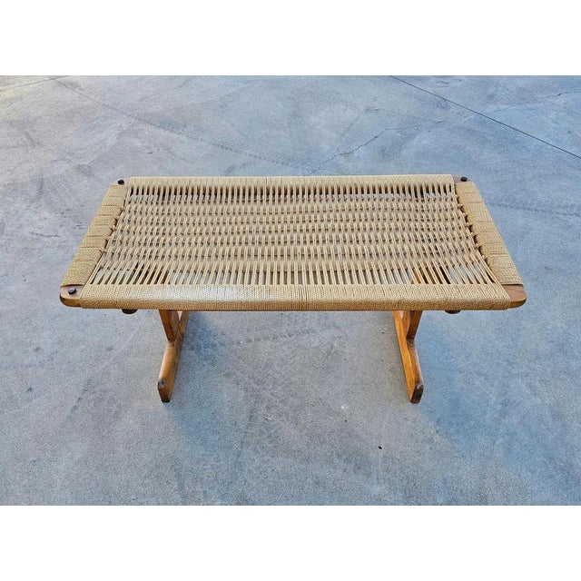 Hans Wegner Mid-Century Modern Coffee Table with Danish Paper Cord Top in the style of Hans J. Wegner, 1960s For Sale - Image 4 of 12