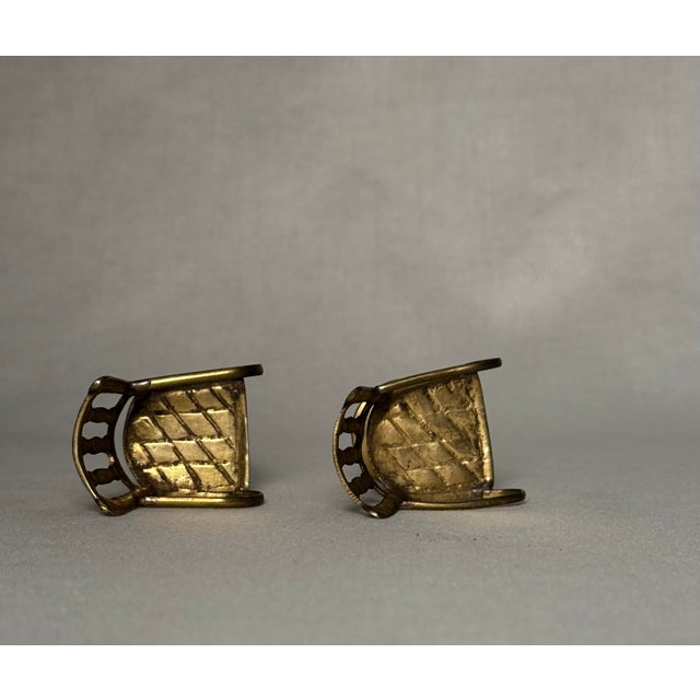 Brass Vintage English Traditional Miniature Solid Brass Chairs, a Pair For Sale - Image 8 of 11