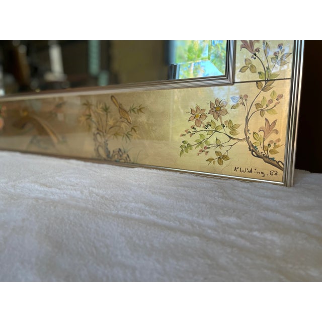 Vintage La Barge Hand Painted Gold Leaf Rectangular Decorative Mirror For Sale - Image 10 of 12
