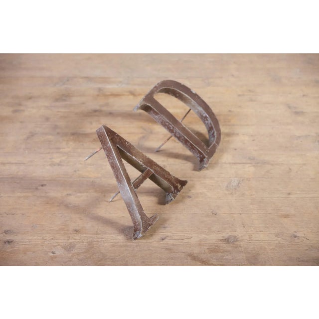 Vintage Metal Letter Sign A, Former Czechoslovakia, 1940s, Set of 2 For Sale - Image 4 of 8