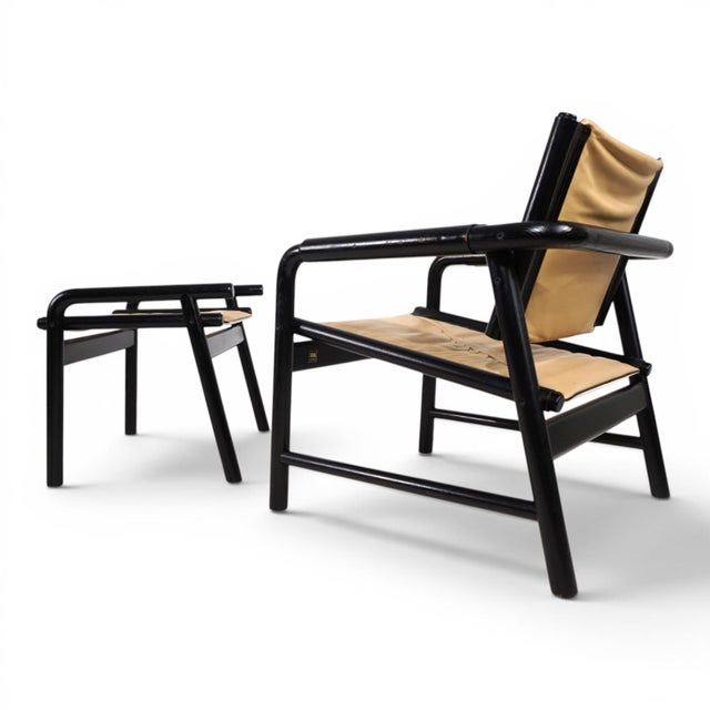 Set of Leather Lounge Chair with Ottoman by Hans Eichenberger for WK Möbel, 1970 For Sale - Image 12 of 18