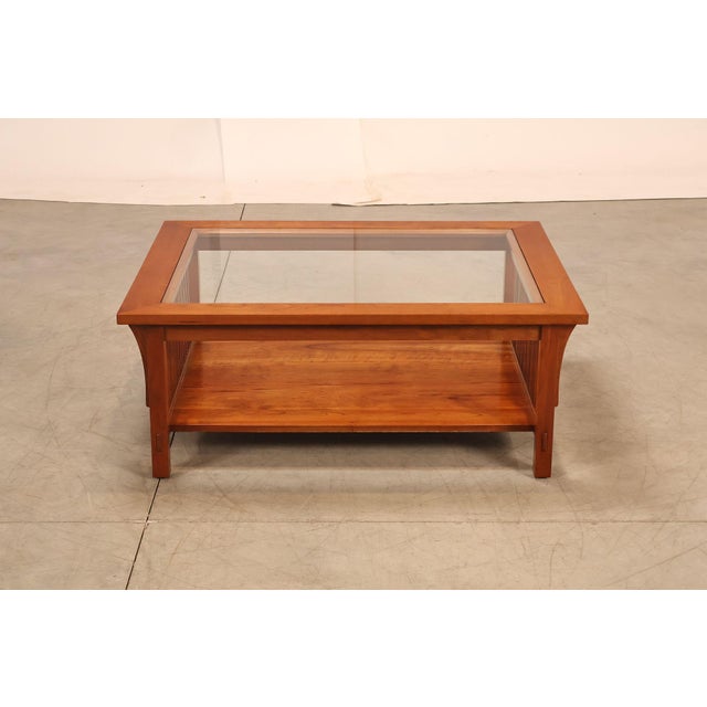 Stickley Mission Collection Glass Top Cherry Cocktail Table For Sale - Image 15 of 18