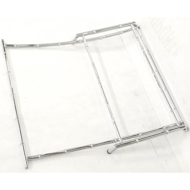 Metal Mid Century Italian Modern Chrome Faux Bamboo Folding Collapsible Towel Rack For Sale - Image 7 of 14
