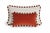 Bicolor White Velvet Cushion with Brick and White Fringes from Lo Decor For Sale - Image 4 of 9