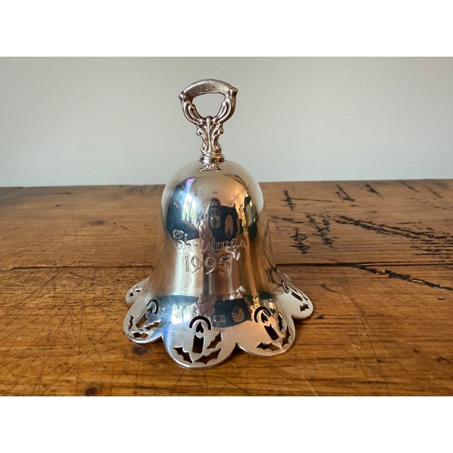 Vintage Towle Silverplated Pierced Christmas Bell Ornament, 1995, w/ Original Box.
