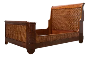 Ralph Lauren Villa America Mahogany Rattan Gondola Sleigh Bed