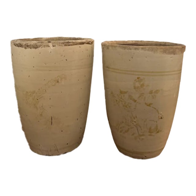 Antique Pair of Stoneware Crocks For Sale