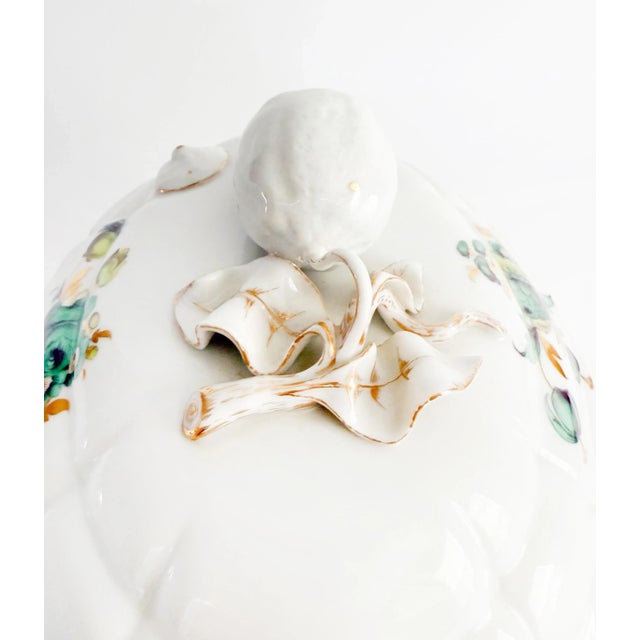 Early 20th Century Early 20th Century Nymphenburg Porcelain Tureen With Lemon Finial and Blue Green Floral For Sale - Image 5 of 11