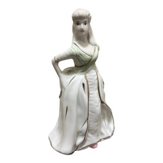 Victorian Style Figurine of a Woman in a White Dress For Sale