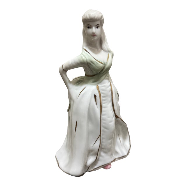 Victorian Style Figurine of a Woman in a White Dress For Sale