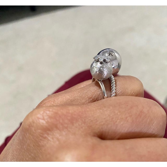 0.26 Carats Natural Diamond Pink Sapphire White Gold Statement Ring, Size 7 For Sale - Image 10 of 10