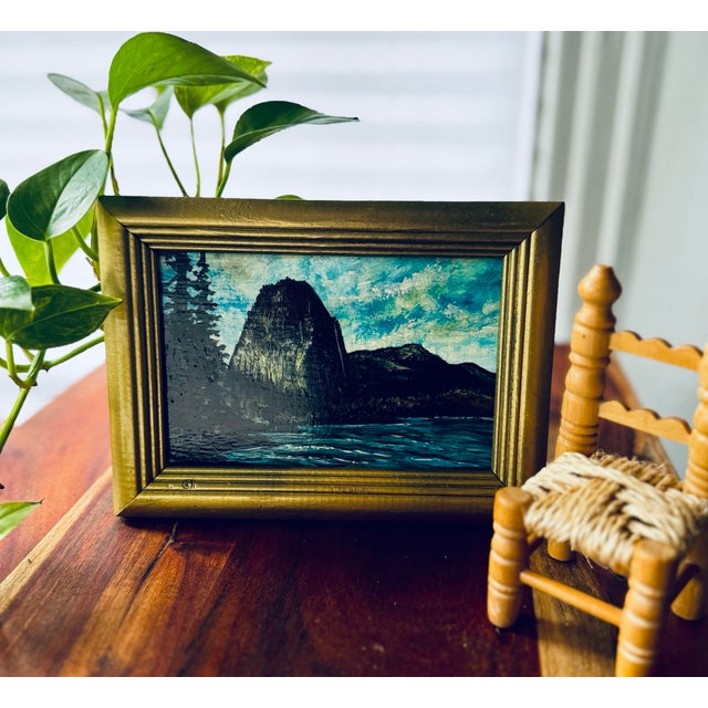 Original Oregon Coast Seascape Painting in Gilt Frame, Coastal Beach House Art For Sale - Image 4 of 9