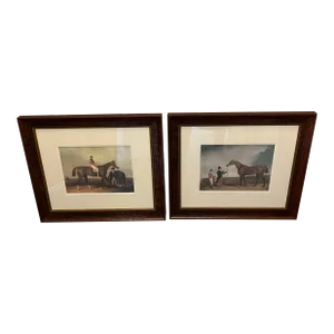 Set of 2 Framed Antique Sporting Prints : ‘Jockeys and Horses”