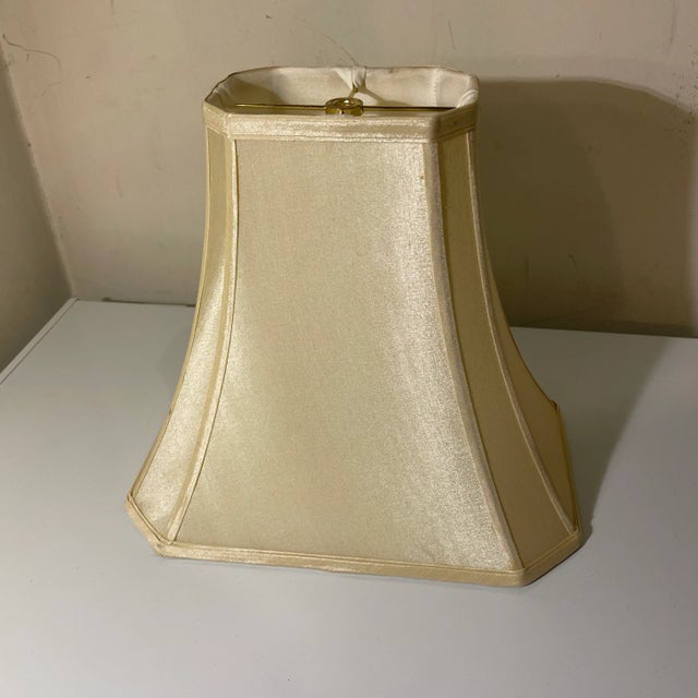 Cut Corner Ivory Lampshade For Sale - Image 4 of 4