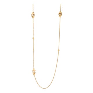David Yurman Crossover 18k Yellow Gold Pave Diamond Station Long Chain Necklace For Sale