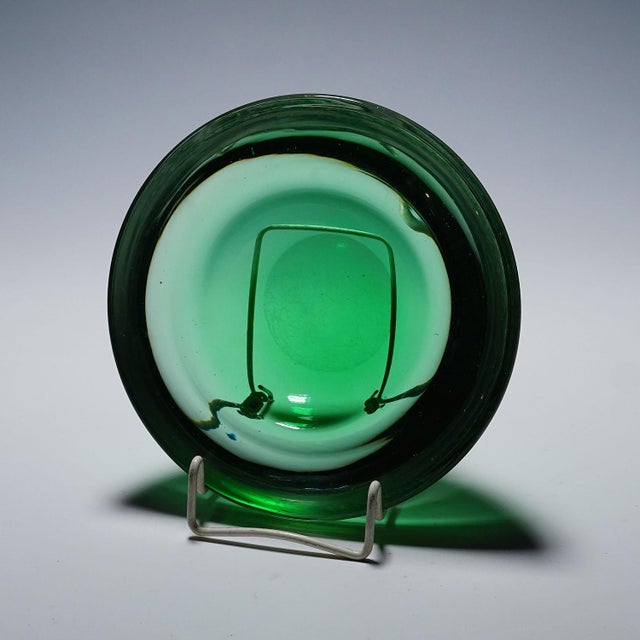 Mid-Century Modern Archimede Seguso Geode Bowl in Green, Murano Italy ca.1960s For Sale - Image 3 of 7