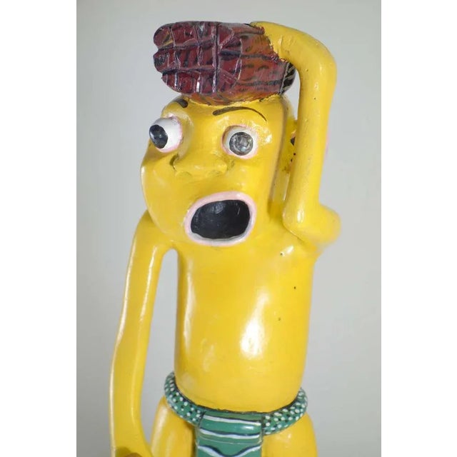 George Lilanga, Yellow Figure, 2000s, Wood & Enamel Paint For Sale - Image 10 of 12