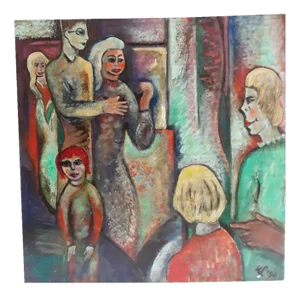 Norbert Louis, Besuch, 1990, Tempera on Cardboard