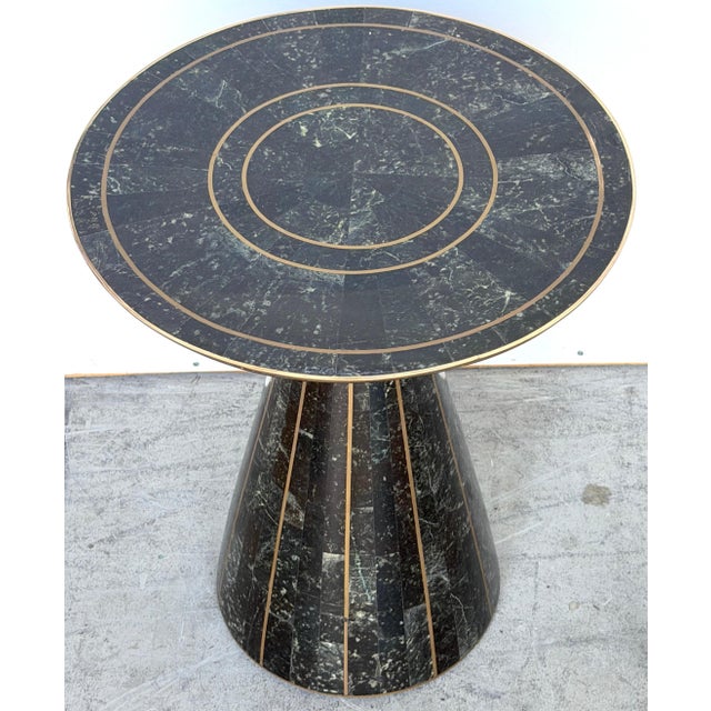 Modern Brass-Inlaid Tessellated Marble Side Table, Attributed to Maitland Smith For Sale - Image 11 of 14