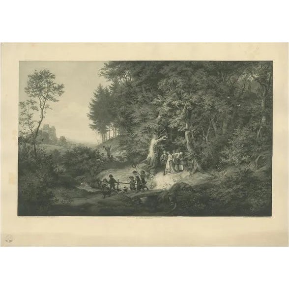 After Ludwig Richter, Illustration of a Spring Landscape, 1900, Print For Sale