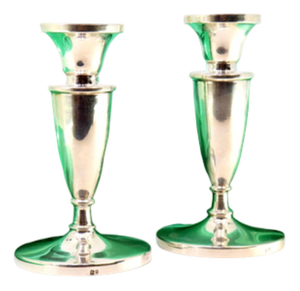 Plain Low Candlesticks with Circular Bases, Set of 2
