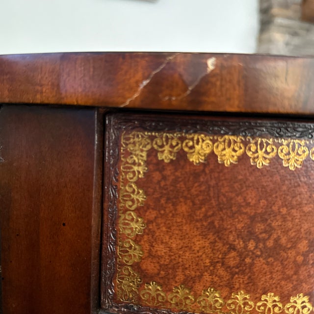 Maitland -Smith Round Leather Side Table. Wrapped Books Motif For Sale - Image 12 of 12