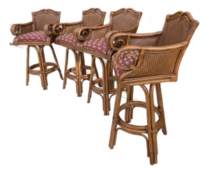 Set of 4 Vintage 30" Tommy Bahama Style Swivel Barstools