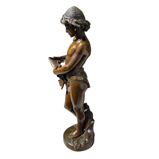 Copper Jean-Louis Grégoire, The Bird Catcher, 1800s, Bronze For Sale - Image 8 of 10