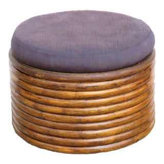 Paul Frankl Style Stacked Rattan Ottoman / Stool For Sale