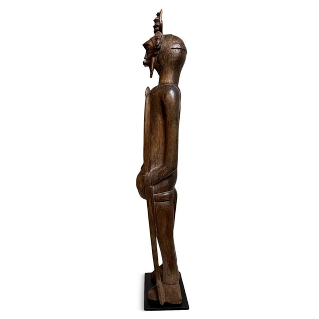 Tribal Antique Old Senufo Hunter Figure Sculpture W/Mask For Sale - Image 3 of 9