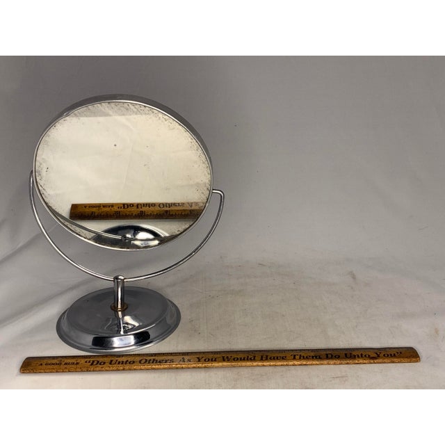 Art Deco Chrome Vanity Mirror: Double Sided Swivel Mirror For Sale - Image 9 of 10