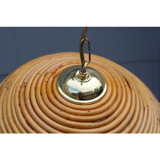 Bamboo and Brass Pendant Lamps, 1950s, Set of 2 For Sale - Image 6 of 13