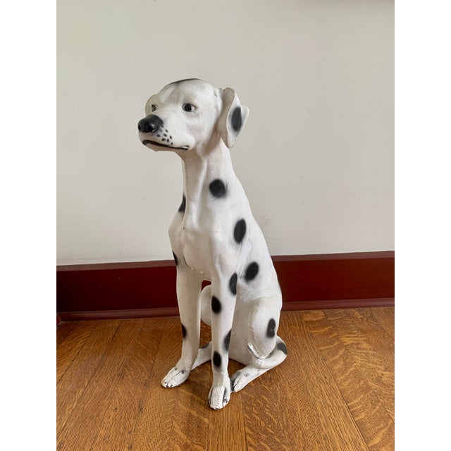 Life-size vintage chalkware Dalmatian statue. While very elegant and regal, this piece is also a playful and fun addition...