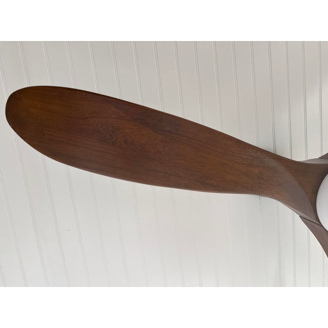 Wood Visual Comfort & Co. "Maverick" 60" Hand-Carved Balsa Wood Fan With Led Light & Remote For Sale - Image 7 of 10