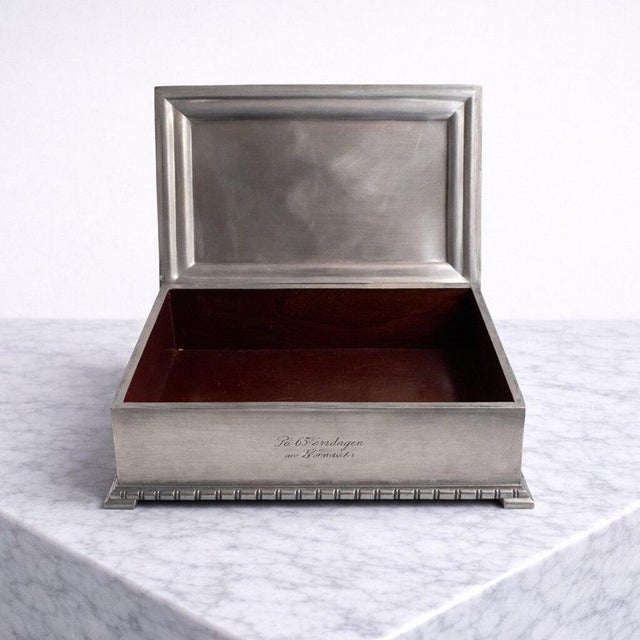 Wood Swedish Art Deco Pewter Cigar Box from GAB Guldsmedsaktiebolaget, 1934 For Sale - Image 7 of 11