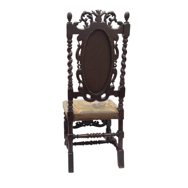 Antique Jacobean Revival Carved Barley Twist Chair, Circa 1870–1890 For Sale - Image 11 of 13