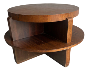 Vintage Art Deco Round Coffee Table with Double Tier