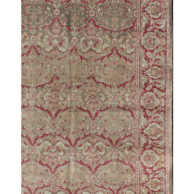 Antique Turkish Sivas Rug in Light Raspberry Red, Cream, & Taupe With All-Over Design Measures: 5'0'' x 7'7'' In this...