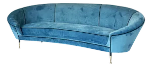 Curved Velvet Sofa, 1950s