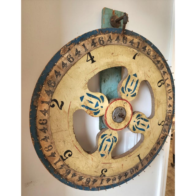 1930's Vintage Folk Art Hand Painted Carnival "Wheel of Fortune" For Sale In New York - Image 6 of 12